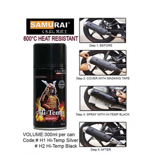 SAMURAI _ H1 _Chai sơn xịt sơn xe máy Samurai H1 Chịu nhiệt màu bạc sơn pô chống cháy cực tốt