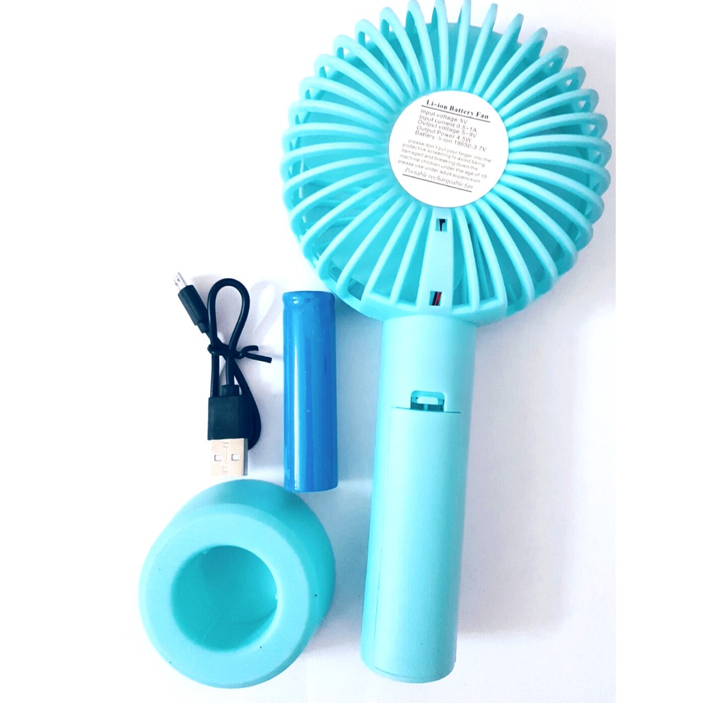 Quạt Mini Cầm Tay 4 Cánh 3 Tốc Độ Gió Có Đế Để Bàn Kèm Pin Sạc - Quạt Để Bàn Tiện Dụng | BigBuy360 - bigbuy360.vn