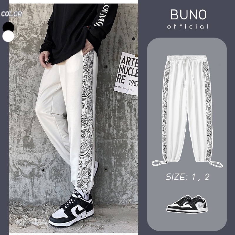 Quần jogger ống rộng hoạ tiết bandana nam nữ BUNO, Quần thể thao track pant unisex