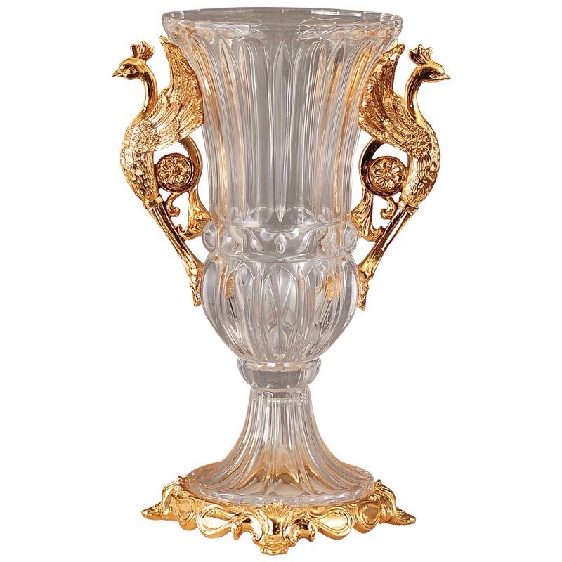 Lọ Hoa Thủy Tinh Viền Vàng Dáng Ly.