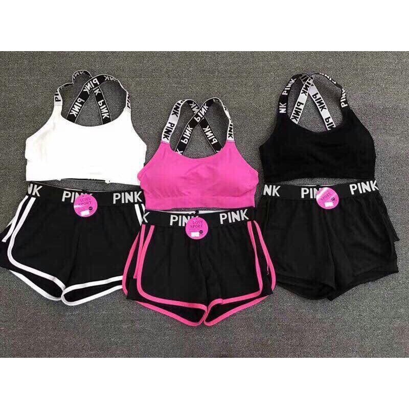 Bộ tập gym PINK/ tập yoda/ đi biển Hàng xịn giá sốc MÀU ĐEN VÀ TRẮNG