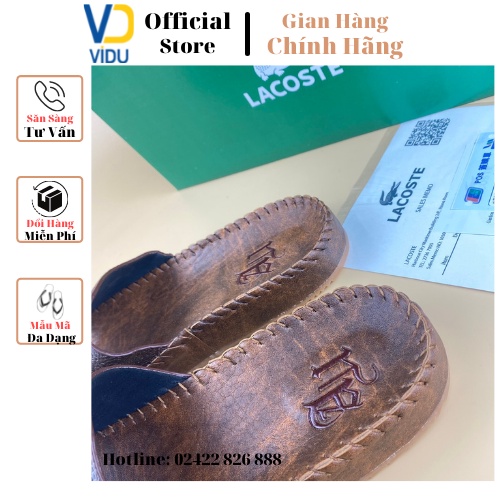 Dép da nam thời trang ViDu 21128 màu nâu chất lượng da bò nguyên tấm đế khâu siêu bên, cực nhẹ