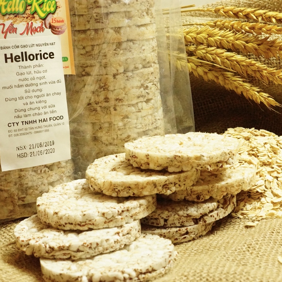 Bánh gạo lứt Hellorice - Phù hợp ăn kiêng, giảm cân, tập gym, thực dưỡng, eat clean
