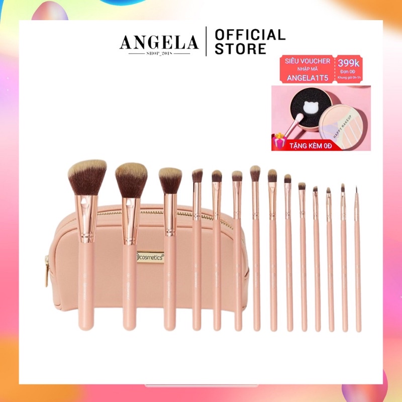 Cọ trang điểm angelashop bộ cọ trang điểm chuyên nghiệp bh cosmetic bh chic 14 cây  cọ make up cao cấp