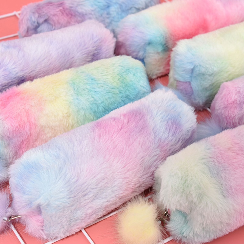 Túi Đựng Bút Bằng Lông Màu Pastel Cho Nữ