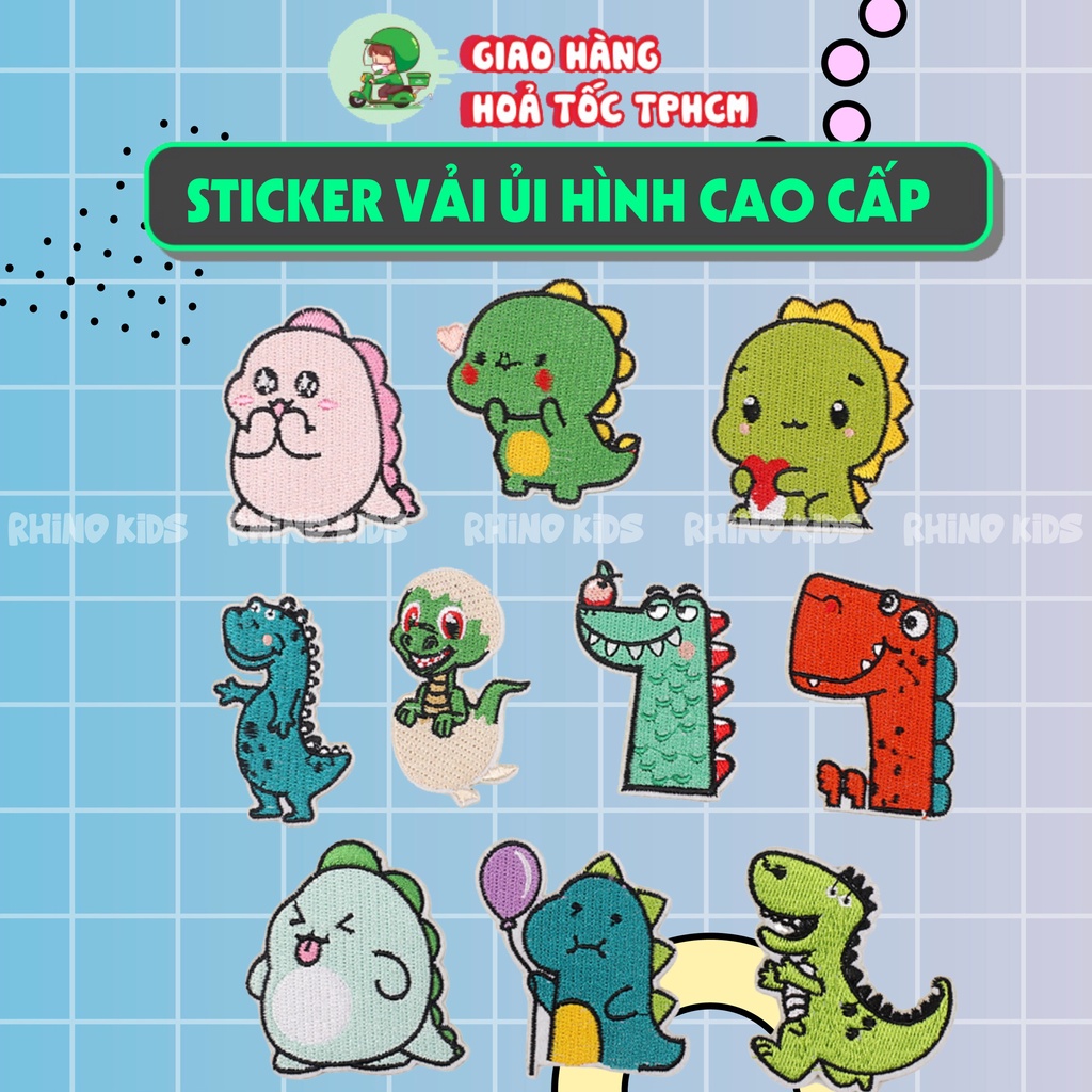 Sticker vải hoặc ủi quần áo ,Patch,Logo ủi nhiệt, hình ép nhiệt chủ đề KHỦNG LONG sáng tạo thiết kế quần áo