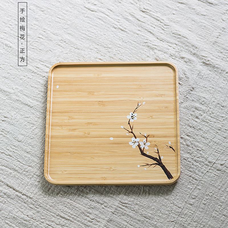 Khay Trà Bằng Gỗ Tre Hình Chữ Nhật Kiểu Nhật Bản Đơn Giản