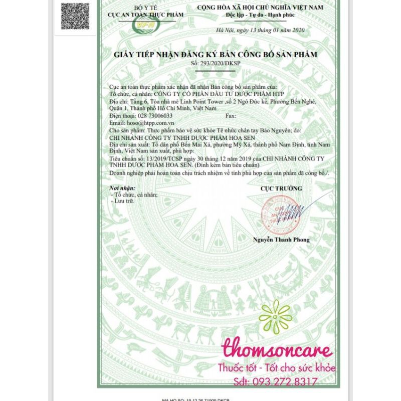 Tê nhức chân tay bảo nguyên, đau mỏi vai gáy, đau thần kinh toạ