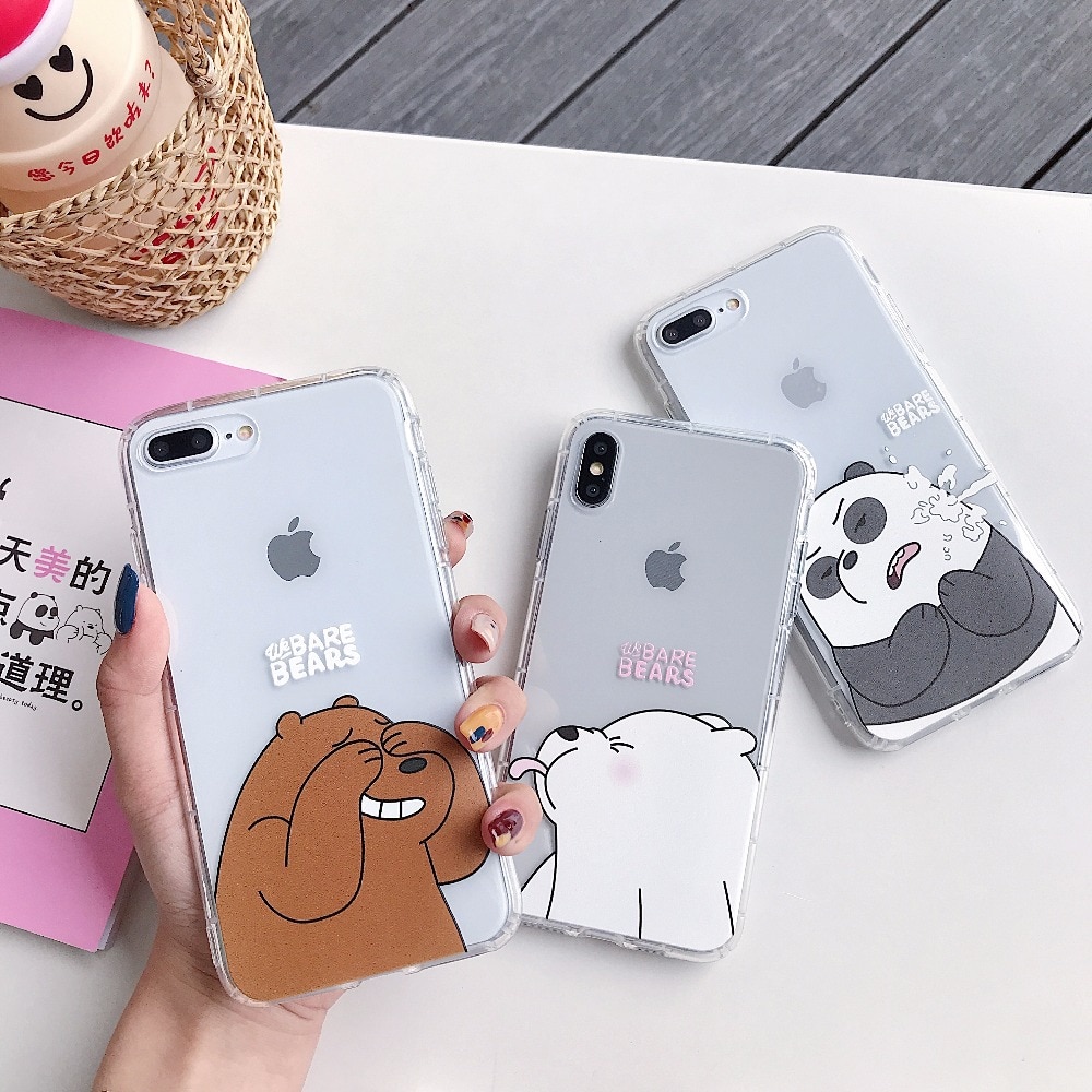 Ốp điện thoại silicone tpu mềm hình gấu trúc chống sốc cho iPhone 11 Pro 12 Mini XR XS Max 8 7 6 6S Plus