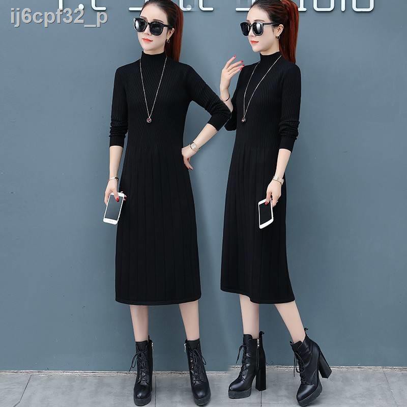 High neck over the knee knitted sweater dress women s 2020 autumn and winter new slim thick mid-length base skirt | BigBuy360 - bigbuy360.vn