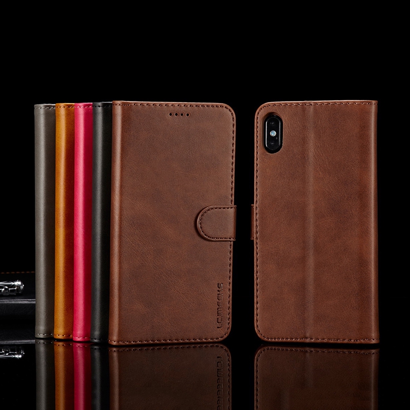 Bao da PU nắp gập từ tính dạng ví sang trọng kèm giá đỡ thích hợp cho iPhone 6s 6 7 8+ X XS XSMax XR 11Pro 12 12Pro Max