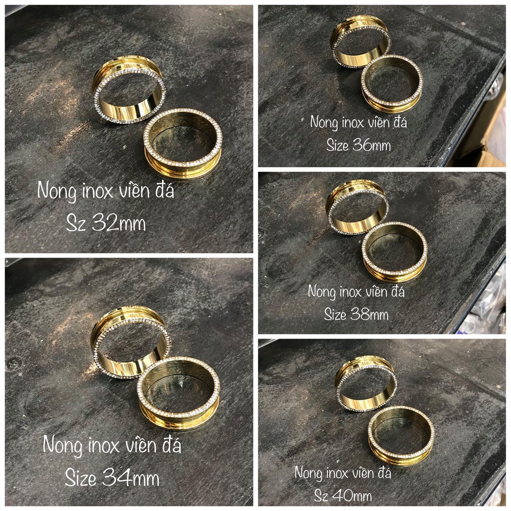 KHUYÊN NONG TAI VIỀN ĐÁ MÀU VÀNG GOLD SZ TO 32-40MM