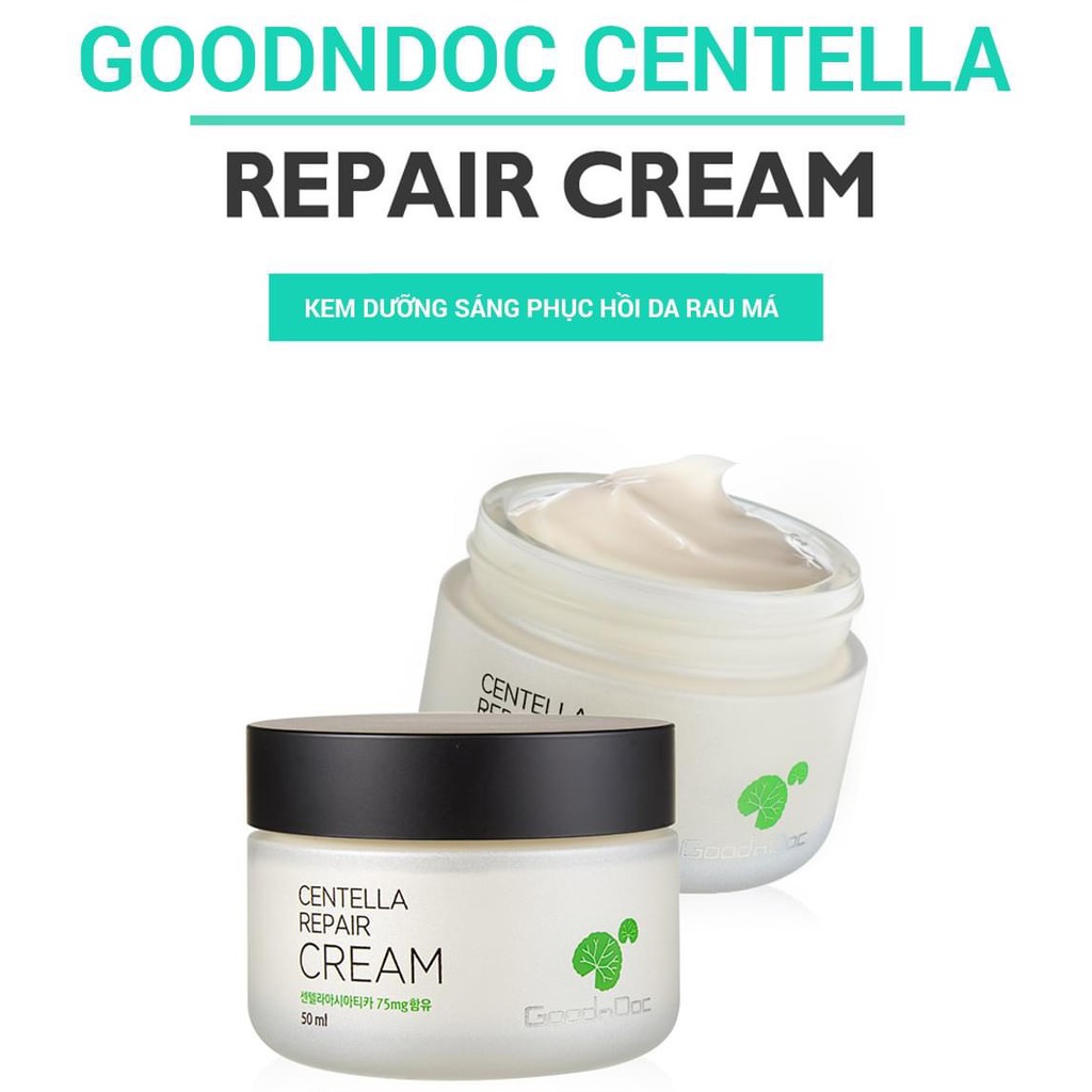 &lt;HÀNG CHÍNH HÃNG&gt; Goodndoc Centella Repair Cream 50ml kem dưỡng tái tạo, phục hồi da từ rau má giúp da trắng sáng