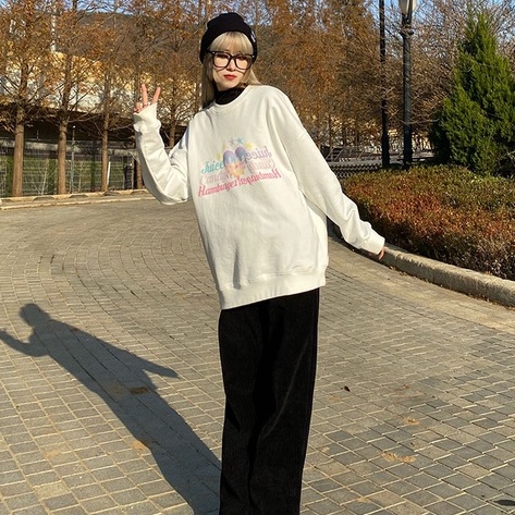 ZHELIHANGFEI Áo Thun Sweater Tay Dài In Hình Ngôi Sao Màu Gradient Kiểu Retro Dễ Thương