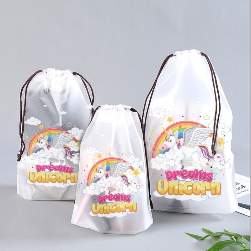 We Flower Túi Dây Rút Chất Liệu PVC Chống Thấm Nước Họa Tiết Hoạt Hình Dễ Thương Kích Thước S / M / L