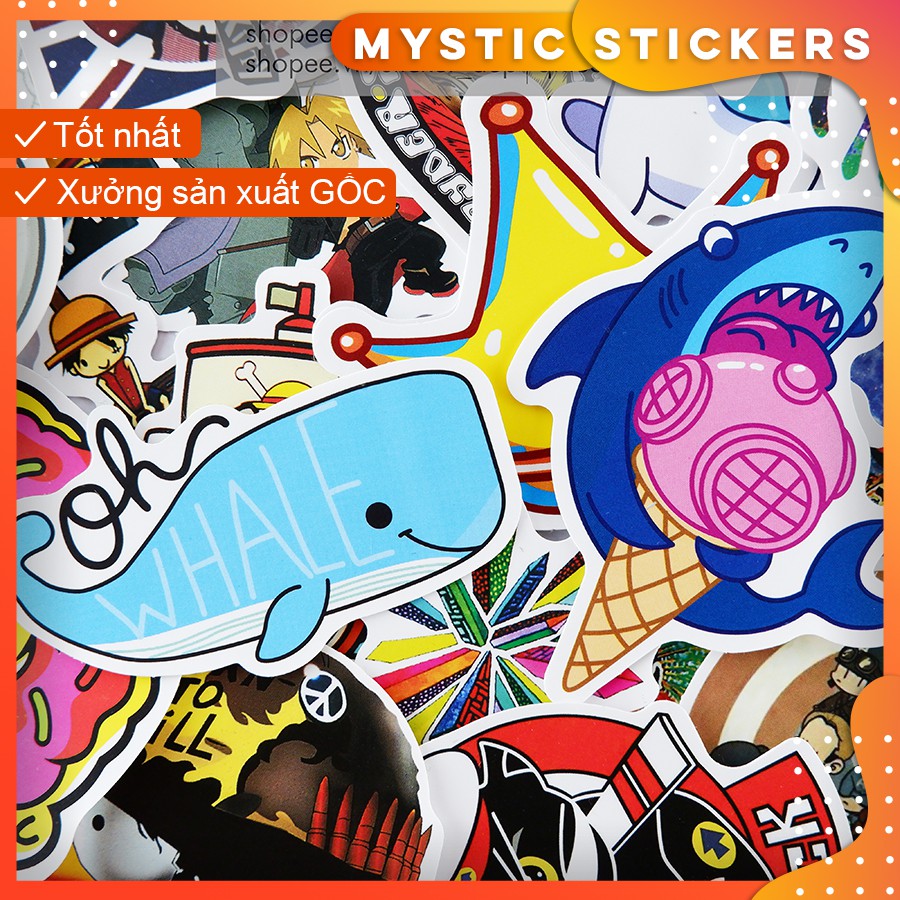 [SET TỔNG HỢP #9] 100 Sticker chống nước/ trang trí, set mix ,dán xe laptop mũ bảo hiểm vali...