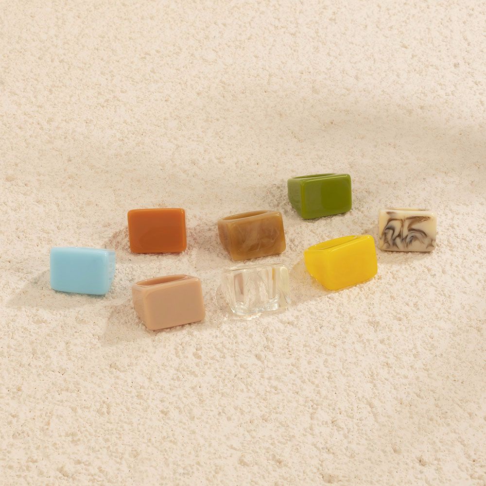 Nhẫn nhựa resin trong suốt họa tiết vân đá cẩm thạch nhiều màu sắc thời trang năm 2021 cho nam nữ