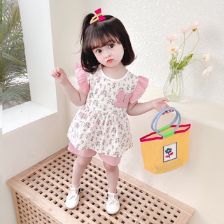 Bộ bé gái Bernie vai cánh tiên mẫu hoa cúc chất đũi mềm hàn quốc 6-16kg, bộ đũi nhí cho bé gái