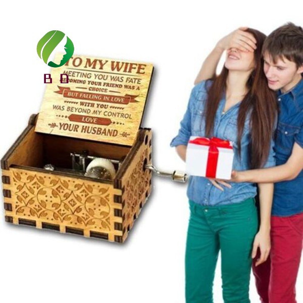 Tiktok ins To My Wife Engraved Wood Music Box Anniversary Valentines' Gifts tiktok