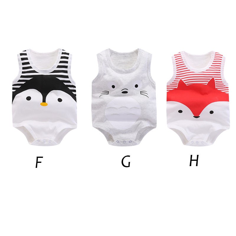 Bộ Áo Liền Quần Không Tay Bằng Cotton Dành Cho Bé Sơ Sinh 0-24 Tháng