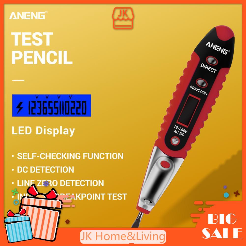 Bút tua vít thử nghiệm điện áp kỹ thuật số ANENG AC/DC 12-250V màn hình LCD đa chức năng