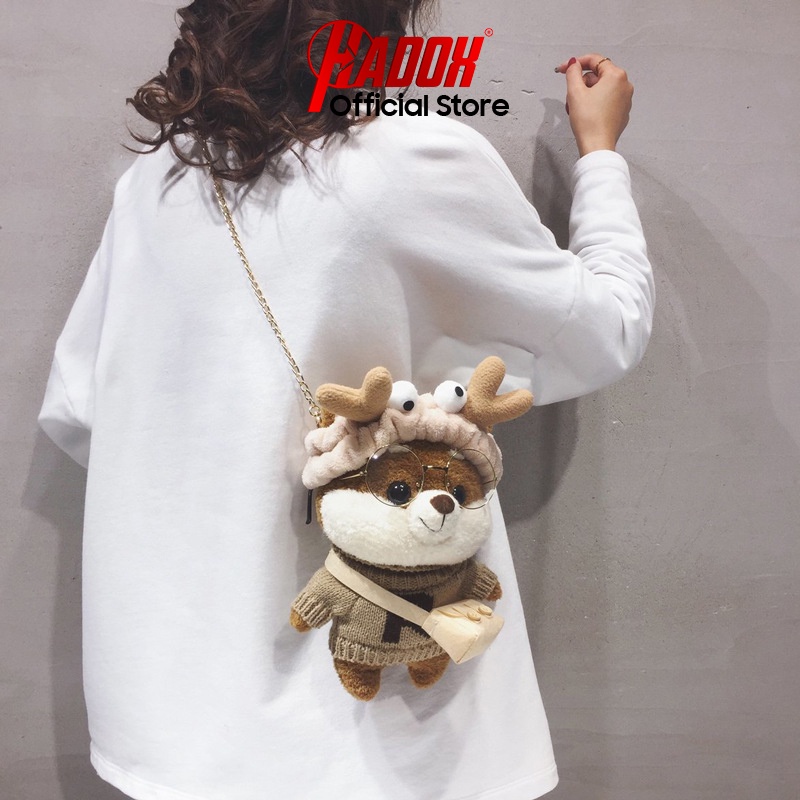 Túi đeo chéo nam nữ mini đẹp hàn quốc cao cấp đi học, đi chơi, đựng điện thoại hình gấu bông, túi xách nữ đeo chéo cute
