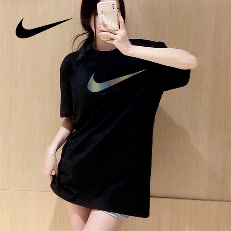 Áo Thun Thể Thao NIKE100% Chính Hãng In Logo Móc Lớn Màu Dạ Quang Tay Lửng Đa Năng Cho Nam