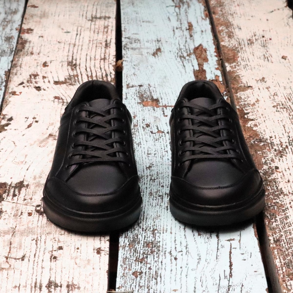 Giày da thể thao nam, giày sneaker da bò màu đen LC2101 Đen, Lucas Shoes, bảo hành 1 năm (LC2101 Đen)