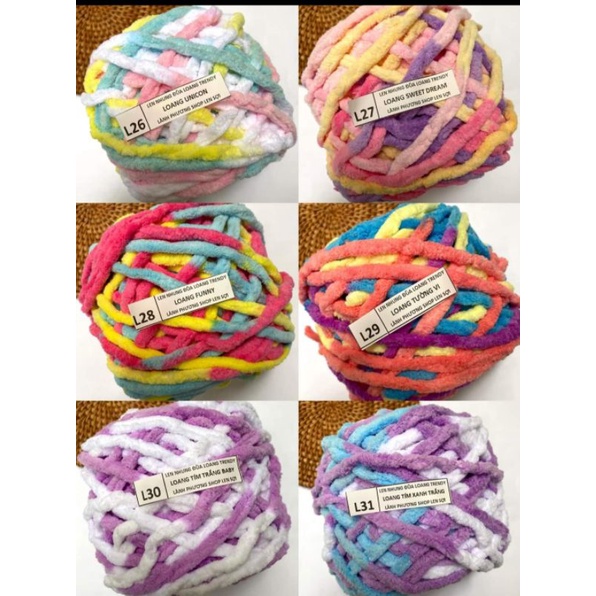 Len Nhung Đũa Loang trendy _ len bông sữa 100gr