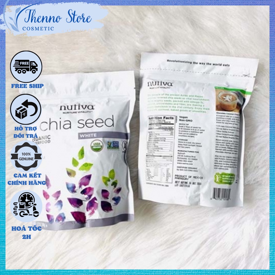 Hạt chia mỹ Nutiva Trắng Organic White Chia Seeds 907g