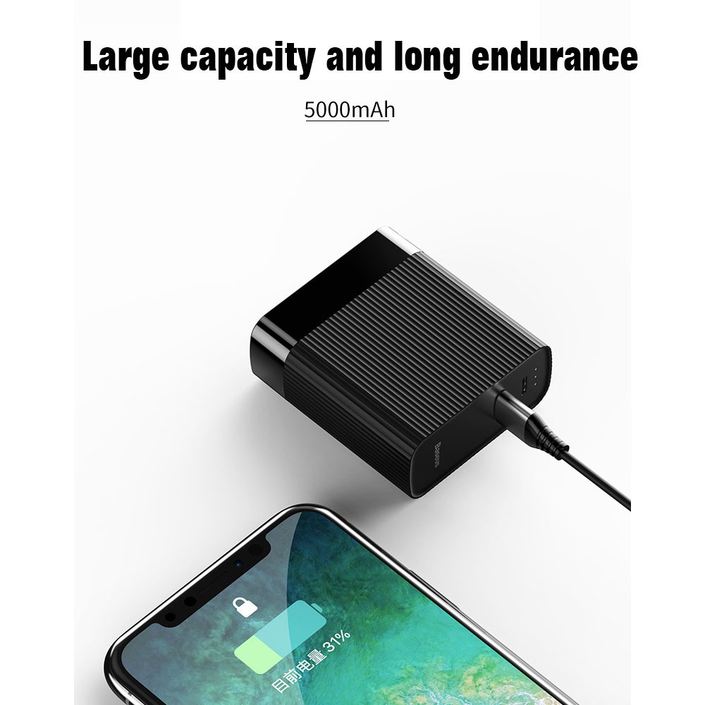 Bộ sạc nhanh du lịch 2 trong 1 Baseus Power Station Travel Charger tích hợp pin 5000mAh 15W, Type C PD 3.0/ USB Q.C 3.0