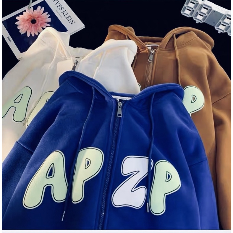 áo hoodie APZP dâu kéo hình thiêu