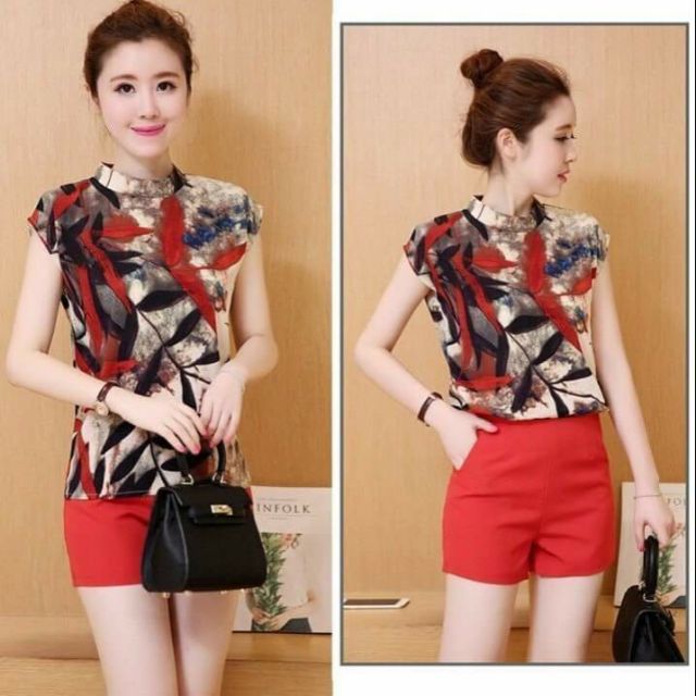 Set lá trúc đỏ thanh lịch.