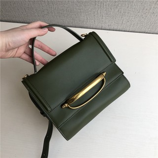 túi da bò 2 màu rêu và đỏ