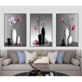 Bộ 3 tấm tranh tráng gương cao cấp có kèm khung - Tranh treo tường-đủ phụ kiện