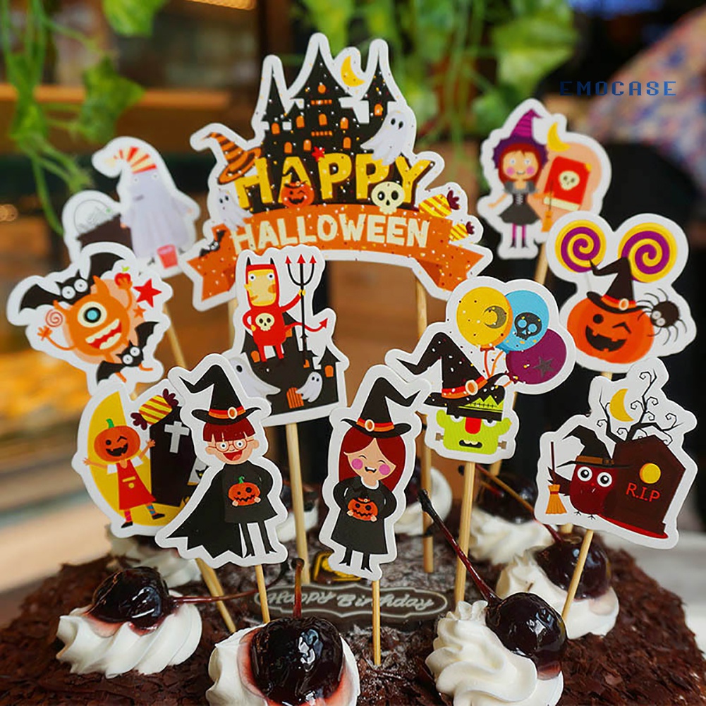 Set 11 Que Cắm Trang Trí Bánh Phong Cách Halloween Độc Đáo