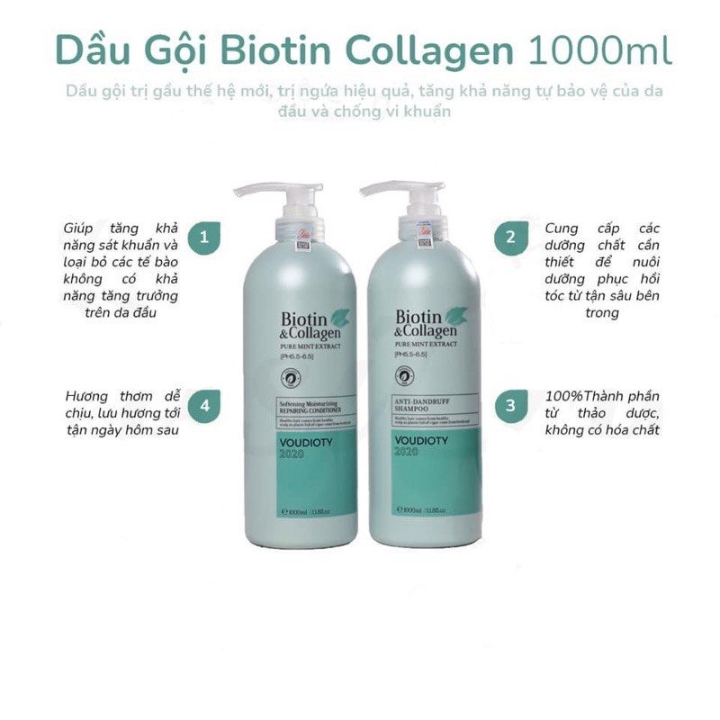 🛑FreeShip🛑 Cặp Dầu Gội Xả Biotin Collagen Mẫu Mới 2021 500ml & 1000ml