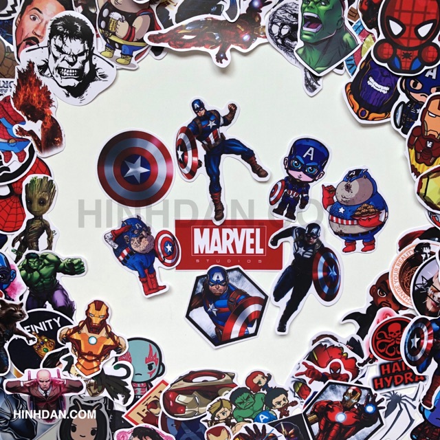 Sticker MARVEL SIÊU ANH HÙNG  Chống Nước Trang Trí Va Li, Xe, Laptop, Nón Bảo Hiểm, Đàn Guitar