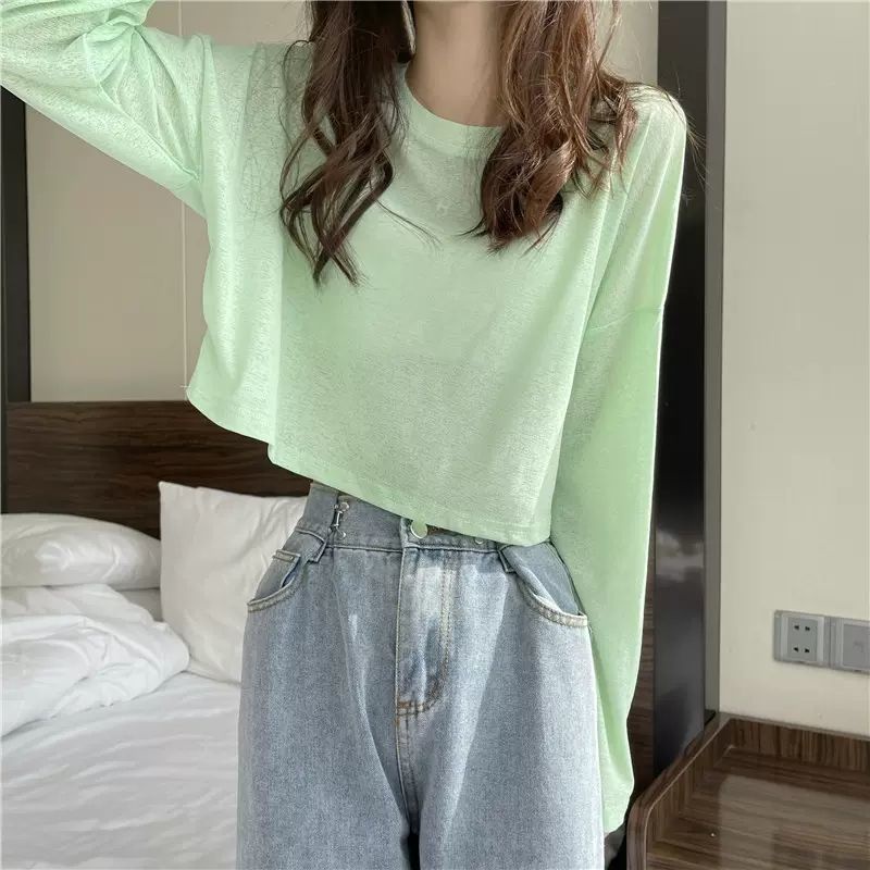 Áo Dệt Kim Tay Dài Dáng Rộng Chống Nắng Thời Trang Mùa Hè Cho Nữ