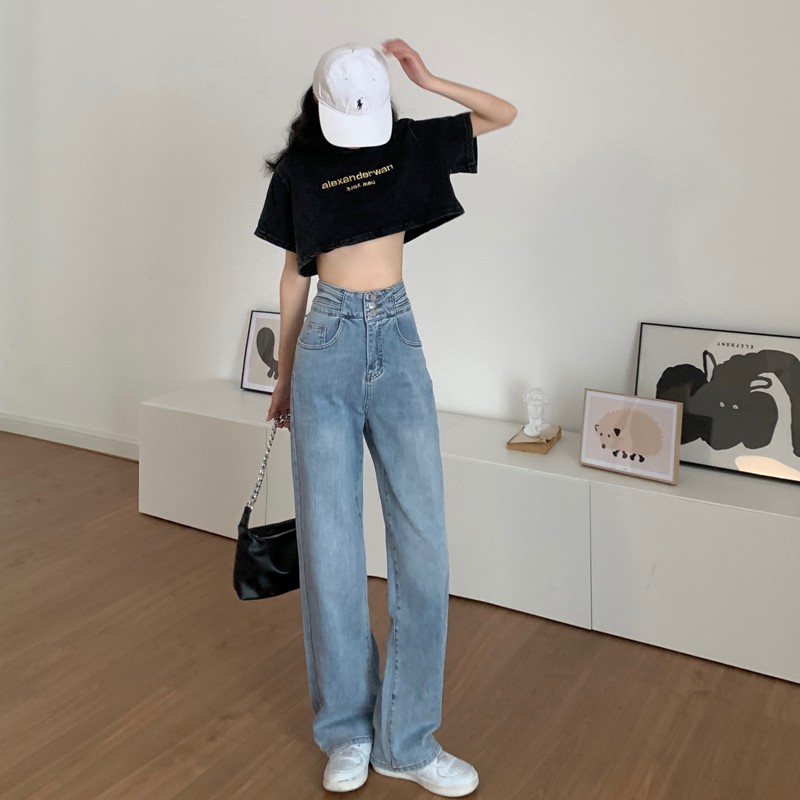 Quần Jean Ống Rộng Lưng Cao Cá Tính Thời Trang Trẻ Trung 42712