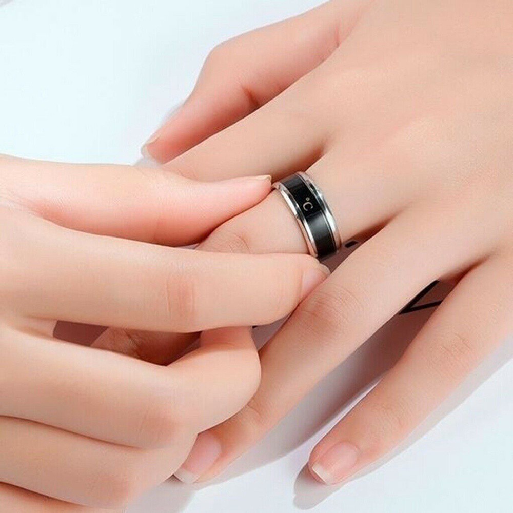 Nhẫn đo nhiệt độ thông minh bằng thép không gỉ nhiều màu sắc tùy chọn cho nam nữ