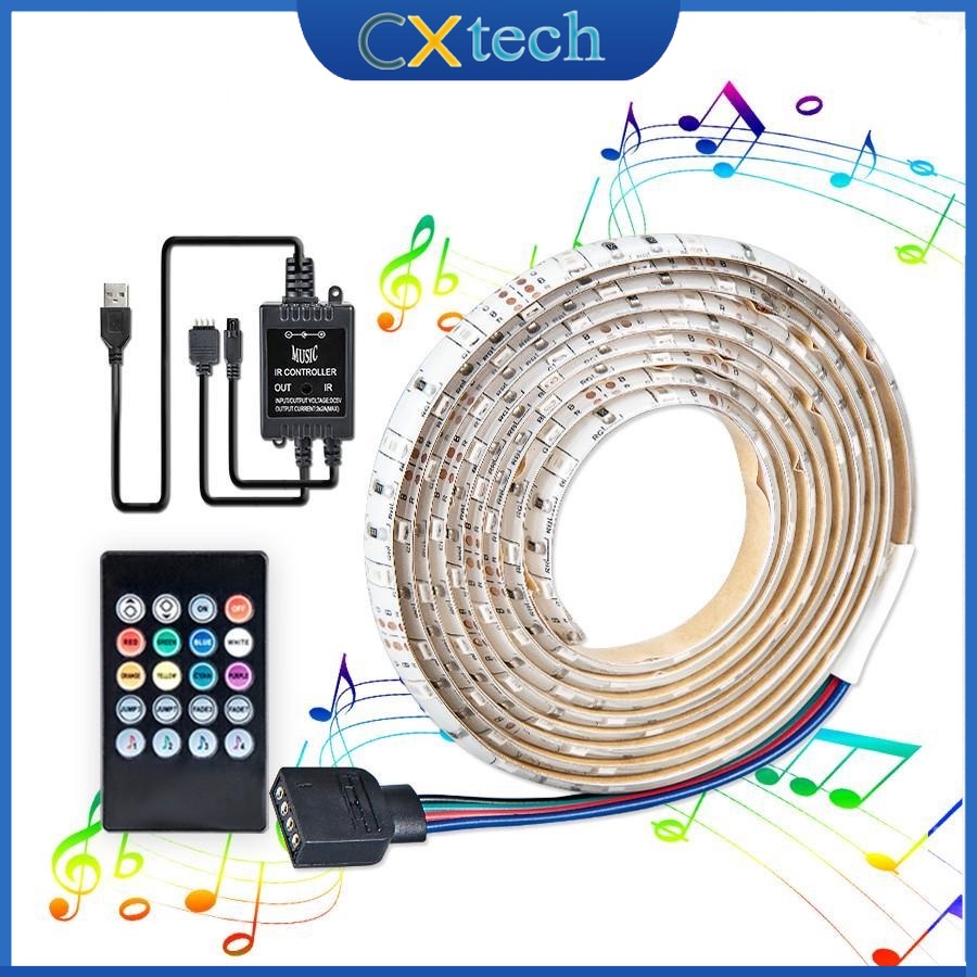 Dây Đèn Led 2835 Rgb Cảm Biến Âm Thanh Và Điều Khiển Từ Xa Rf