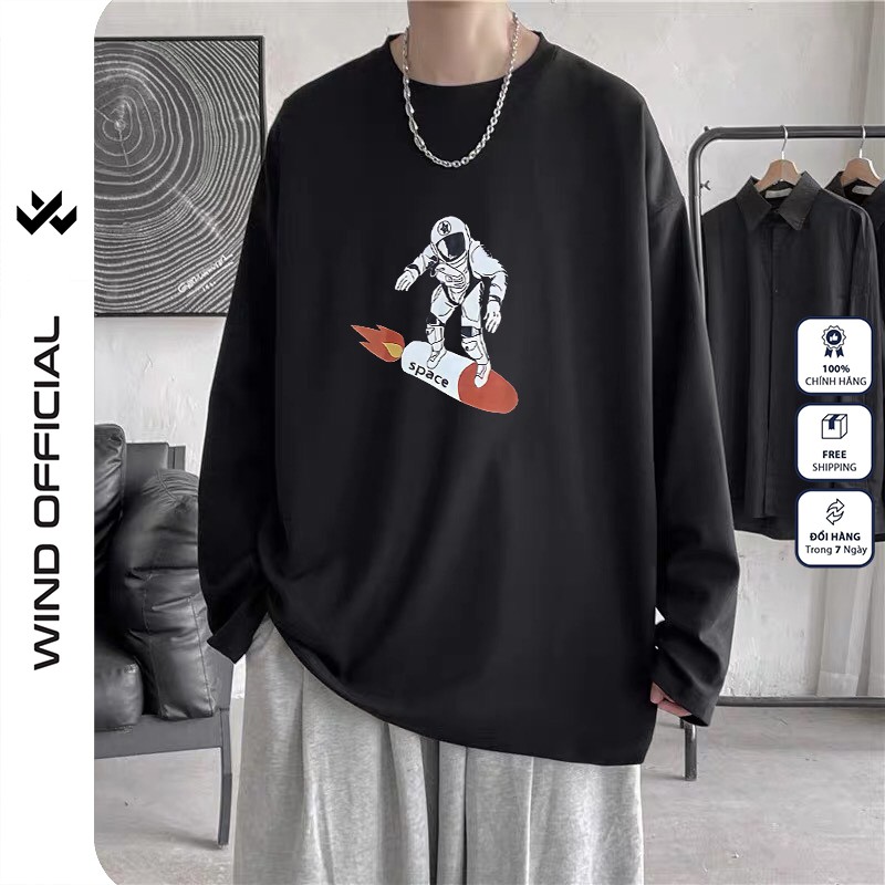Áo thun tay dài WIND phông unisex form rộng SPACE thời trang nam nữ oversize ulzzang