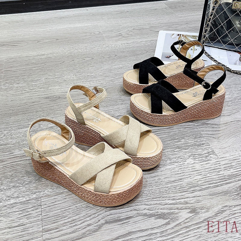 Giày Sandal Đế Xuồng Dày Dặn Chống Thấm Nước Phong Cách Thời Trang Roman 2022 Dành Cho Nữ