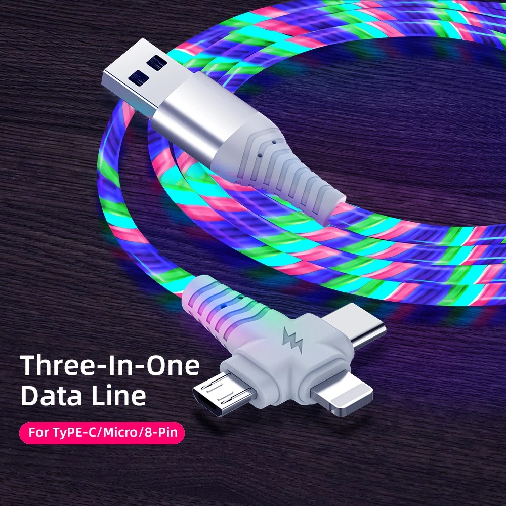 Dây Cáp Sạc Truyền Dữ Liệu USB 3 Trong 1 Có Đèn Độc Đáo Cho ĐT/tablet/USB/Type-C