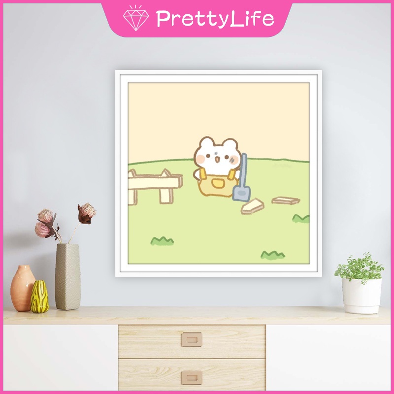 Tranh Đính Đá 5D Tự Làm Hình Heo Và Thỏ 40x40cm Trang Trí Nhà Cửa