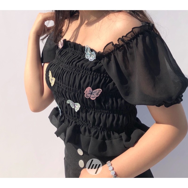 ÁO KIỂU ĐÍNH HOẠ TIẾT BƯỚM | BigBuy360 - bigbuy360.vn