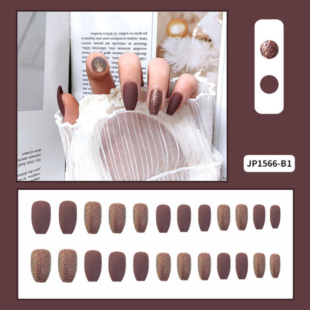 Bộ 24 Móng Tay Giả Đính Nơ Chống Thấm Nước Thời Trang Cho Nữ