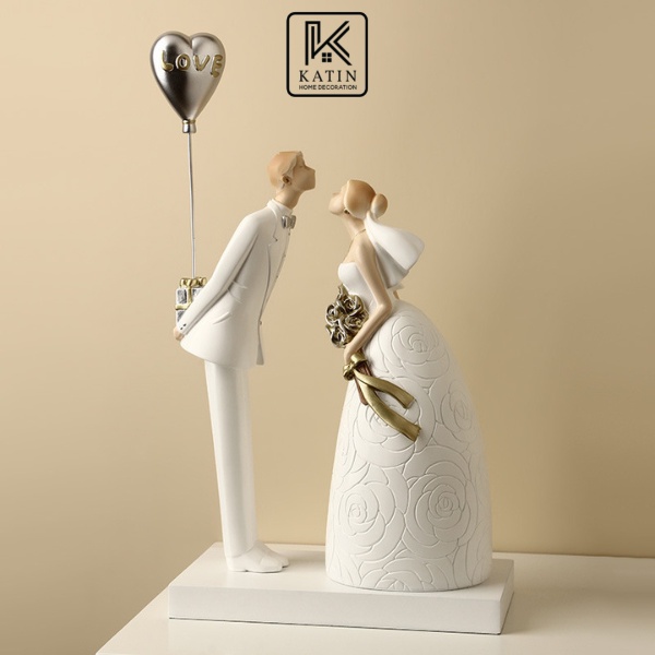 Đồ trang trí tượng decor phòng khách, love wedding trang trí tủ rượu kệ tivi quà tặng cưới tân gia- KATIN