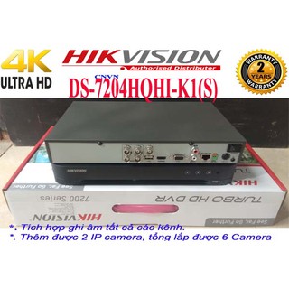 Đầu ghi hình Camera 4 kênh thế hệ mới nhất HIKVISION DS-7204HQHI-K1(S)